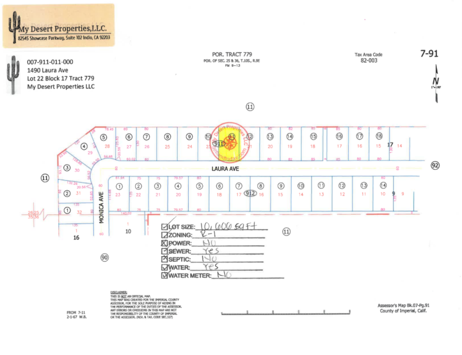 OFF-ROADERS PARADISE NEAR OCOTILLO WELLS!! LOW MONTHLY PAYMENTS OF $125.00  1490 Laura Ave., Salton City, CA 92275  APN: 007-911-011-000 - Get Land Today