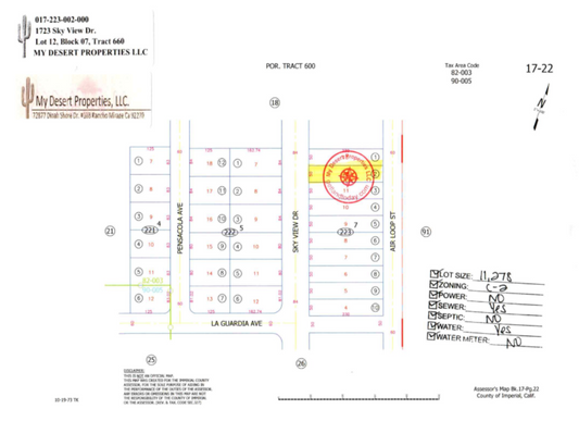 AMAZING COMMERCIAL LOT RIGHT OFF OF HIGHWAY 86!! LOW MONTHLY PAYMENTS OF $100.00  1723 Sky View Dr., Salton City, CA 92275 APN: 017-223-002-000 - Get Land Today