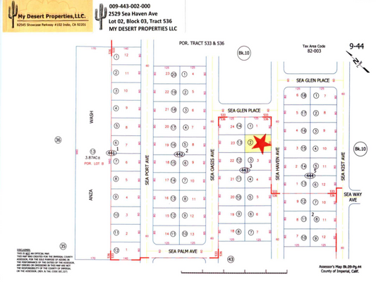 SOLD!! BEAUTIFUL RESIDENTIAL LOT NEAR SCHOOLS!! LOW MONTHLY PAYMENTS OF $250.00  2529 Sea Haven Ave., Salton City, CA 92275 APN: 009-443-002-000