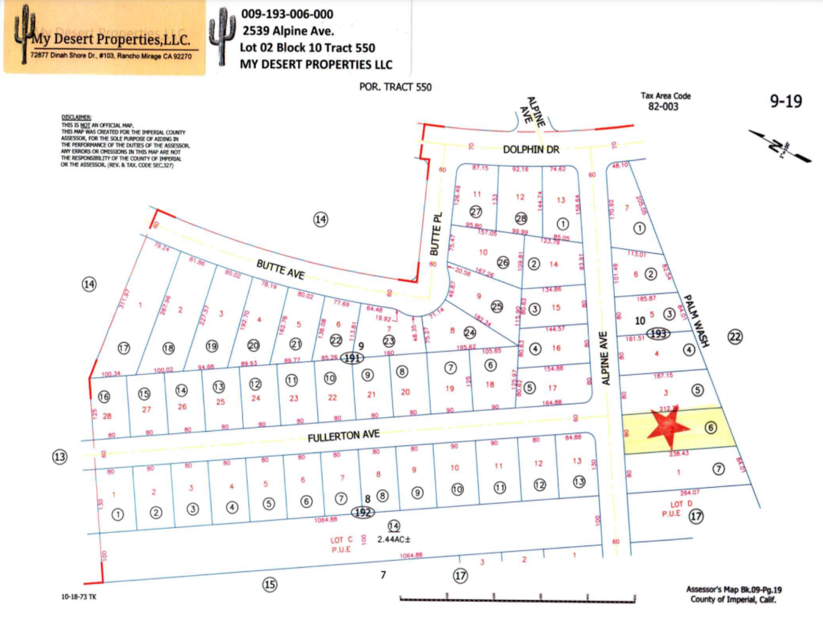 OVERSIZED RESIDENTIAL LOT LOCATED NEAR THE MAIN ROAD!! LOW MONTHLY PAYMENTS OF $250.00  2539 Alpine Ave., Salton City, CA 92275 APN: 009-193-006-000