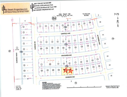 GREAT RESIDENTIAL  COMBO LOT WITH BEAUTIFUL SCENERY  LOW MONTHLY PAYMENTS OF  $660.00  1374 & 1378 Johnson Ave., Salton City, CA 92274  APN: 007-734-017-000 & 007-734-018-000