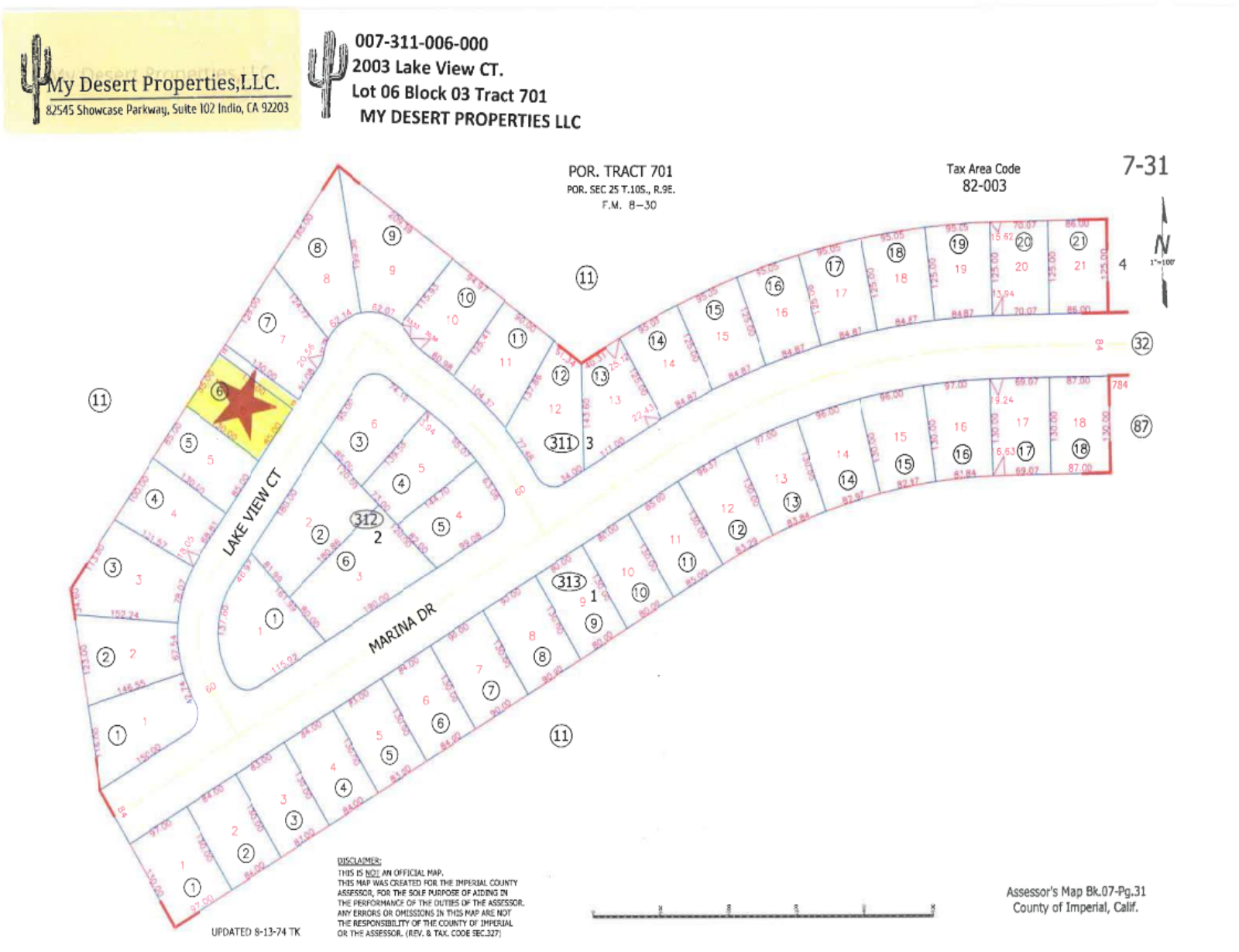 RESIDENTIAL LOT WITH BEAUTIFUL SCENERY, PERFECT LOCATION!! LOW MONTHLY PAYMENTS OF $250.00  2003 Lake View Ct., Salton City, CA 92275 APN: 007-311-006-000