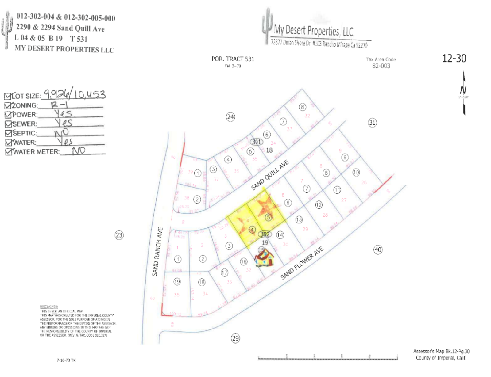 RESIDENTIAL LOT NEAR NEWER MODEL HOMES AND SCHOOLS!! LOW MONTHLY PAYMENTS OF $500.00  2290 & 2294 Sand Quill Ave., Salton City, CA 92275 APN: 012-302-004-000 & 012-302-005-000