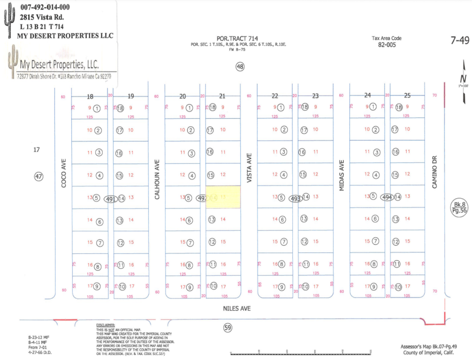 AMAZING RESIDENTIAL LOT IN VISTA DEL MAR!! LOW MONTHLY PAYMENTS OF $240.00  2815 Vista Ave., Salton City, CA 92275 APN: 007-492-014-000