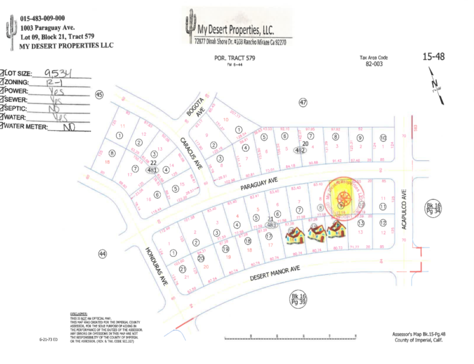 RESIDENTIAL LOT IN A VERY QUIET AREA IN SALTON CITY!! LOW MONTHLY PAYMENTS OF $235.00   1003 Paraguay Ave., Salton City, CA 92275 APN: 015-483-009-000