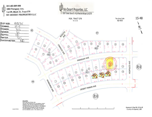 RESIDENTIAL LOT IN A VERY QUIET AREA IN SALTON CITY!! LOW MONTHLY PAYMENTS OF $235.00   1003 Paraguay Ave., Salton City, CA 92275 APN: 015-483-009-000