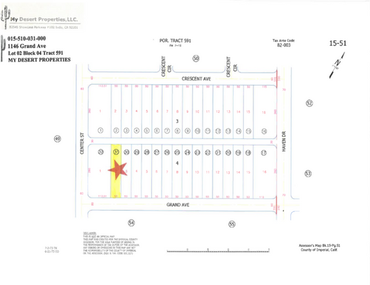 COMMERCIAL LOT NEAR HIGHWAY 86!! LOW MONTHLY PAYMENTS OF $325.00   1146 Grand Ave., Salton City, CA 92275 APN: 015-510-031-000