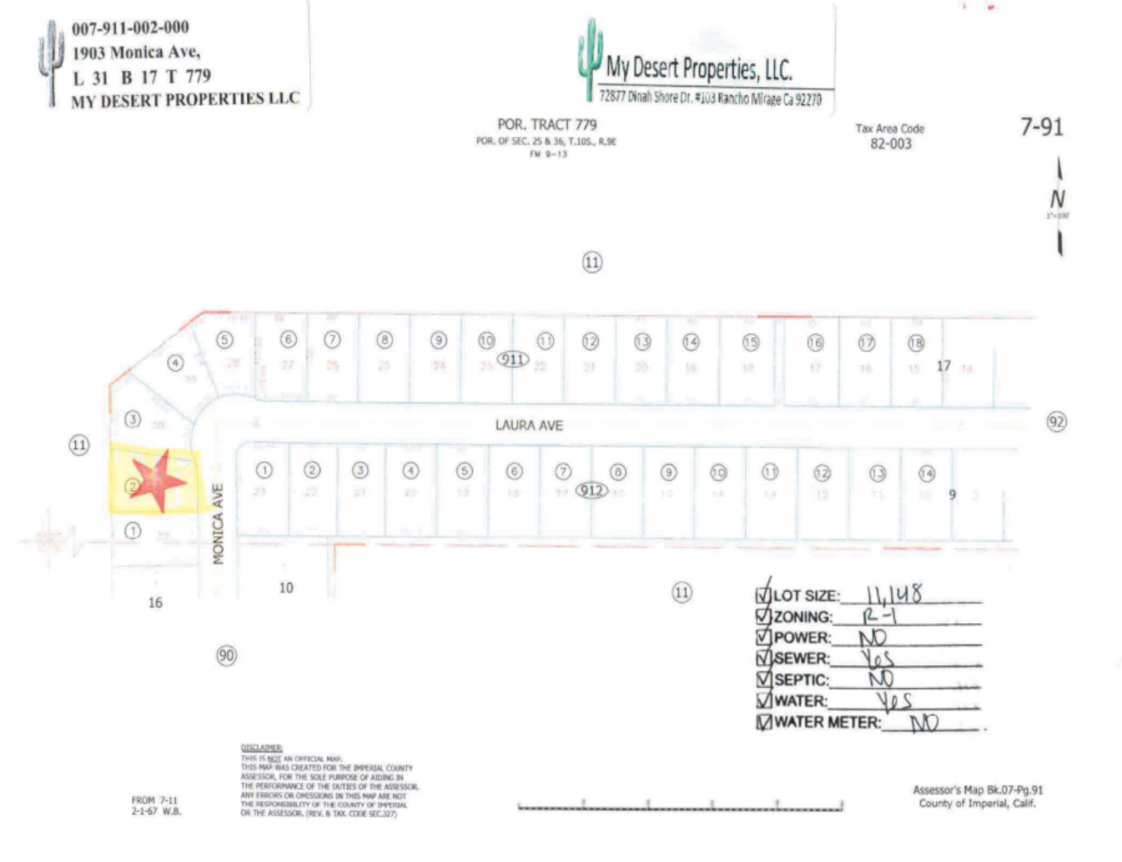 OFF-ROADING DELUXE!! RESIDENTIAL LOT LOCATED NEAR OCOTILLO WELLS!! LOW MONTHLY PAYMENTS OF $150.00 1903 Monica Ave., Salton City, CA 92275 APN: 007-911-002-000