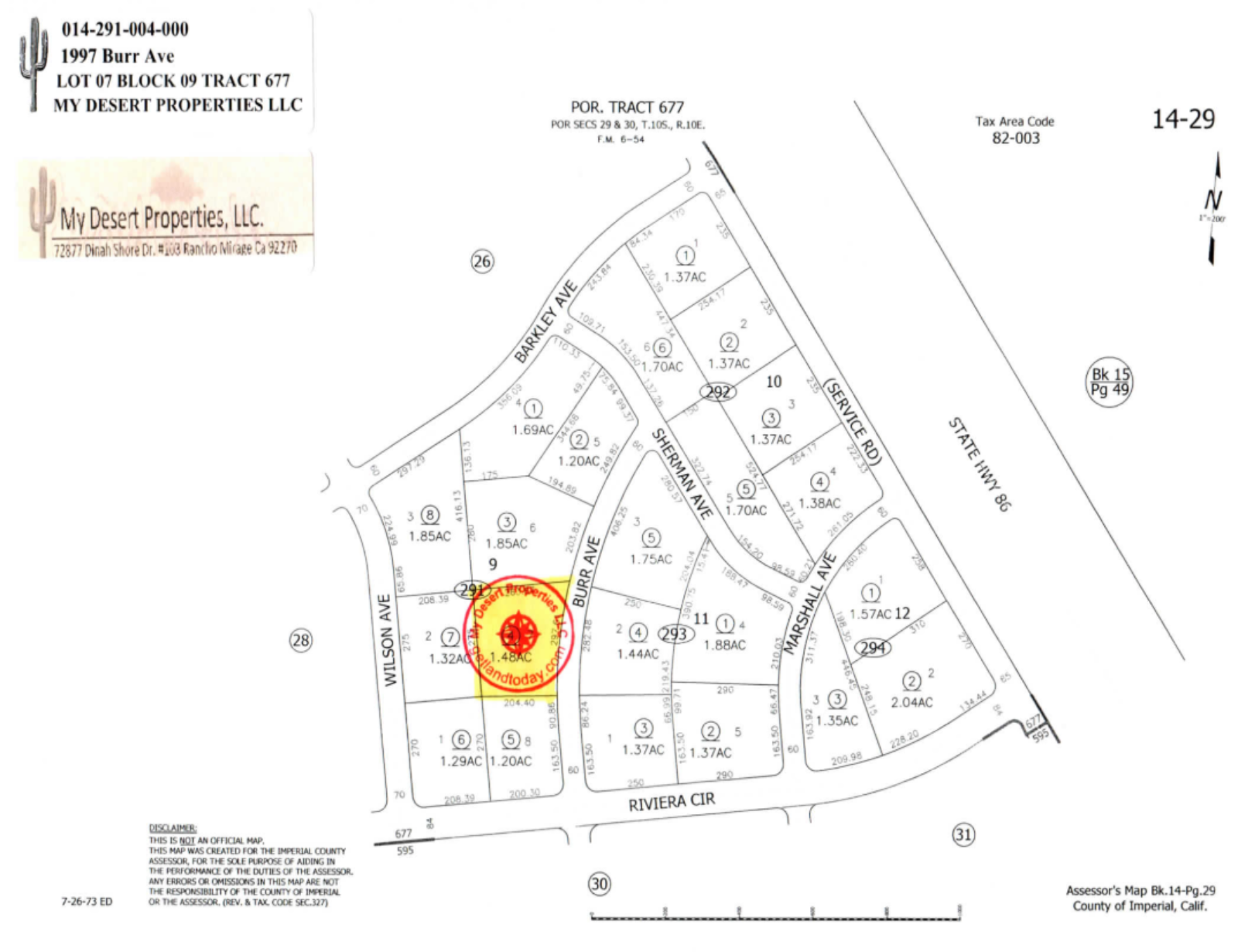 AMAZING 1.48 ACRES RESIDENTIAL LOT NEAR HWY 86 AND THE COMMERCIAL AREA!! LOW MONTHLY PAYMENTS OF $1,200.00  1997 Burr Ave., Salton City, CA 92275 APN: 014-291-004-000
