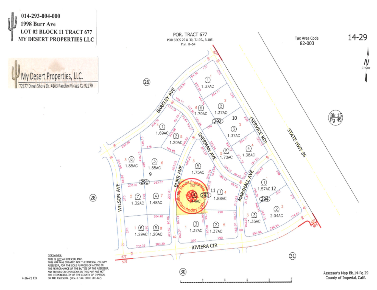 AMAZING 1.43 ACRES RESIDENTIAL LOT NEAR HWY 86 AND THE COMMERCIAL AREA!! LOW MONTHLY PAYMENTS OF $1,200.00  1998 Burr Ave., Salton City, CA 92275 APN: 014-293-004-000