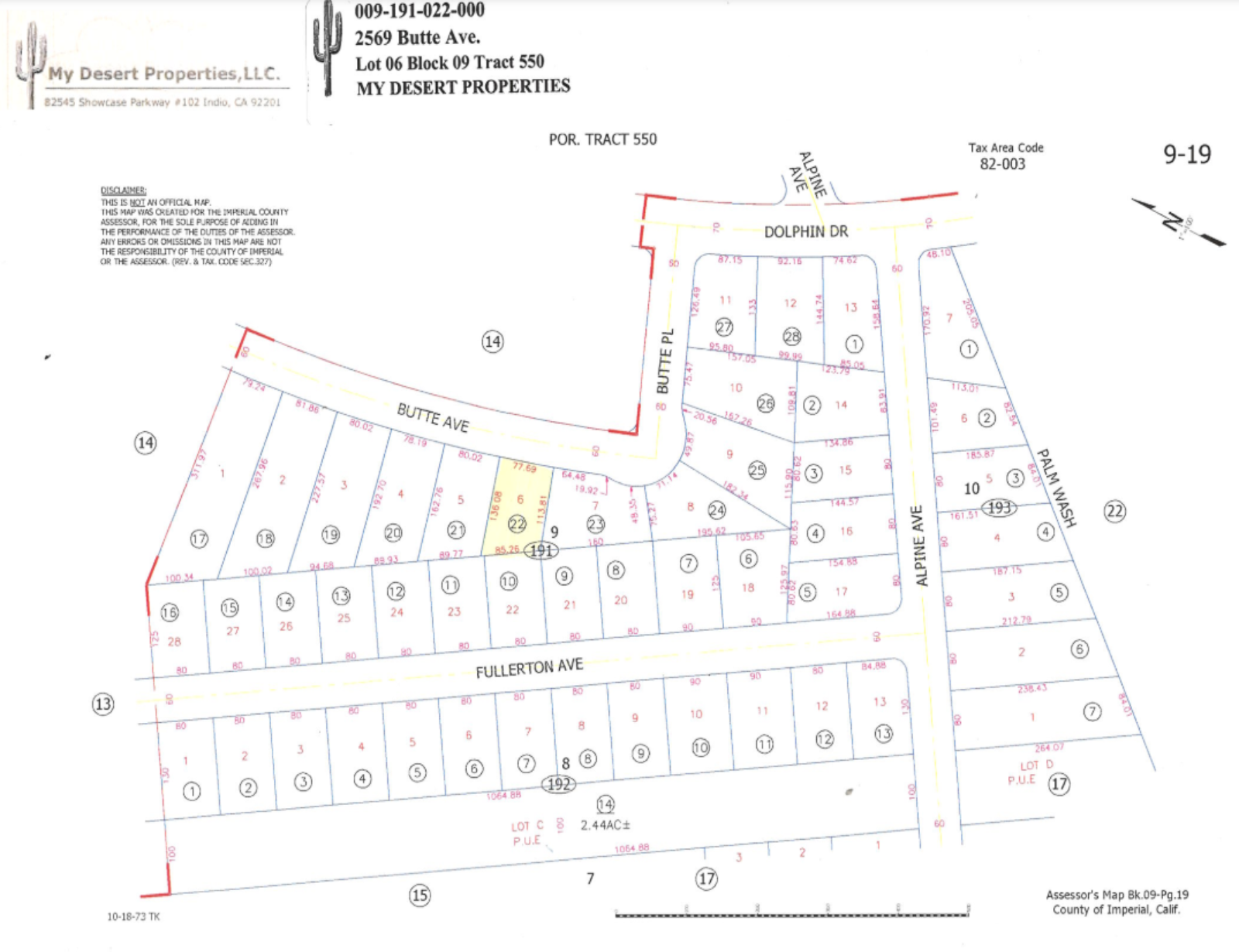 STUNNING SCENERY RESIDENTIAL LOT NEAR MAIN STREET!! LOW MONTHLY PAYMENTS OF $175.00  2569 Butte Ave., Salton City, CA 92275 APN: 009-191-022-000