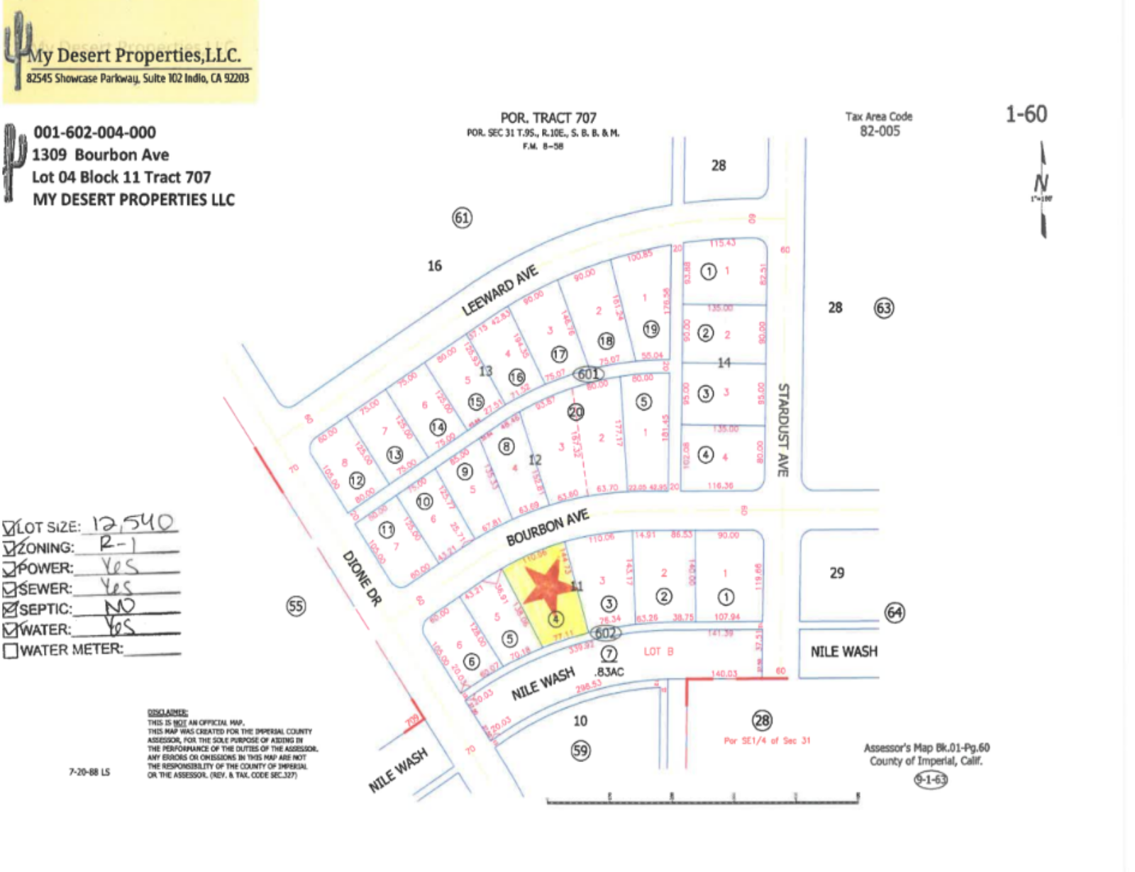 RESIDENTIAL LOT WITH BEAUTIFUL SCENERY IN VISTA DEL MAR!! LOW MONTHLY PAYMENTS OF $275.00  1309 Bourbon Ave., Salton City, CA 92275 APN: 001-602-004-000