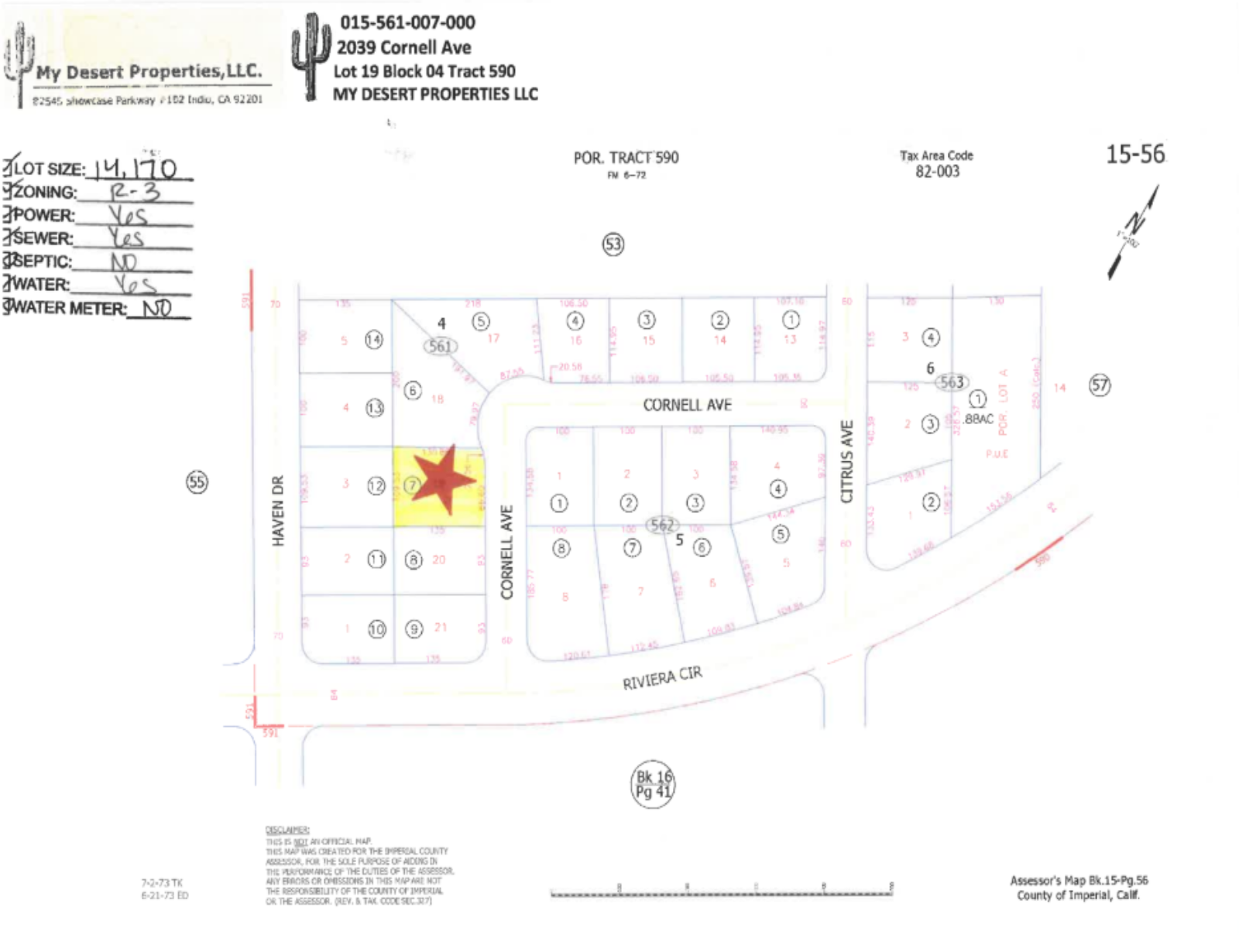 RESIDENTIAL LOT LOCATED NEAR THE COMMERCIAL AREA!! LOW MONTHLY PAYMENTS OF $275.00  2039 Cornell Ave., Salton City, CA 92275  APN: 015-561-007-000 - Get Land Today