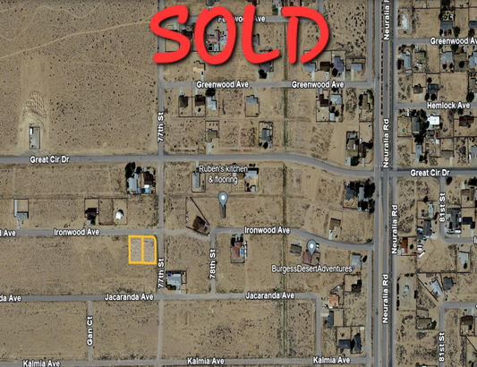 SOLD!! KERN COUNTY!! AMAZING CORNER RESIDENTIAL COMBO!! LOW MONTHLY PAYMENTS OF $450.00   Ironwood Ave & 77th St., California City, California APN: 211-092-14-00-0 & 211-092-15-00-3 - Get Land Today