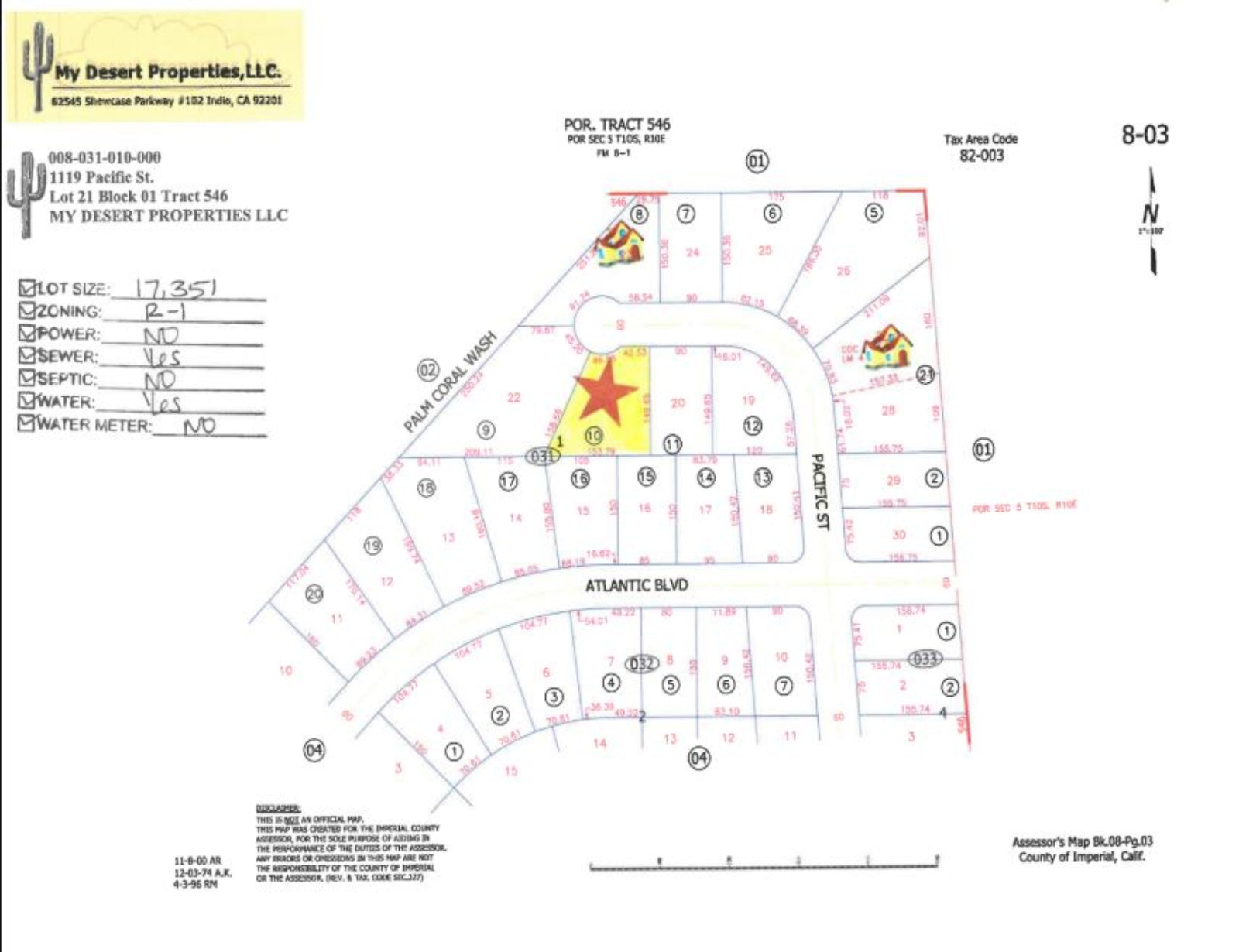 AMAZING OVERSIZED RESIDENTIAL LOT WITH BEAUTIFUL SCENERY!! LOW MONTHLY PAYMENTS OF $200.00  1119 Pacific St., Salton City, CA 92274 APN: 008-031-010-000