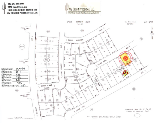 SOLD!! GREAT RESIDENTIAL LOT NEAR NEWER HOMES AND HIGH SCHOOL!! LOW MONTHLY PAYMENTS OF $300.00  2272 Sand Man Ave., Salton City, CA 92275  APN: 012-293-005-000 - Get Land Today