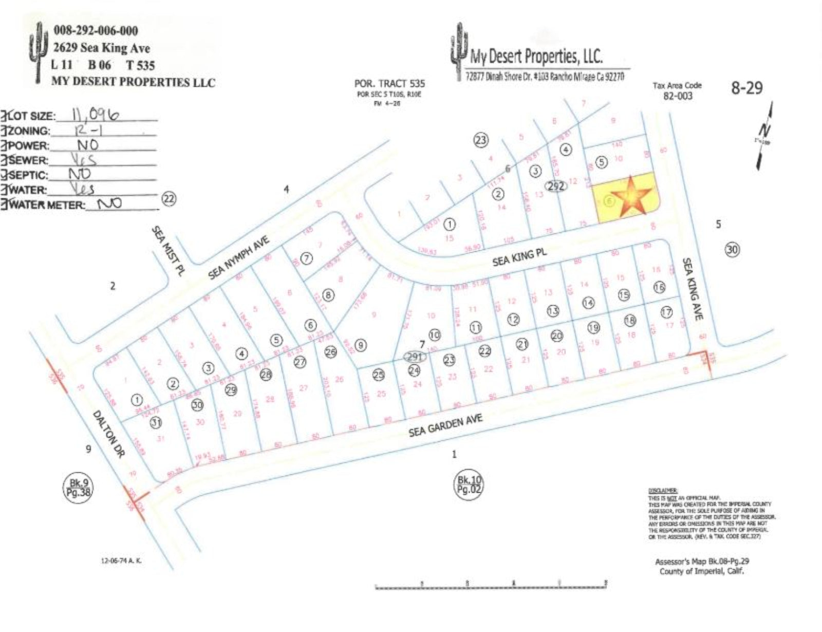 PERFECT RESIDENTIAL LOT LOCATED NEAR HIGH SCHOOL AREA!! LOW MONTHLY PAYMENTS OF  $ 225.00  2629 Sea King Ave., Salton City, CA 92274 APN: 008-292-006-000