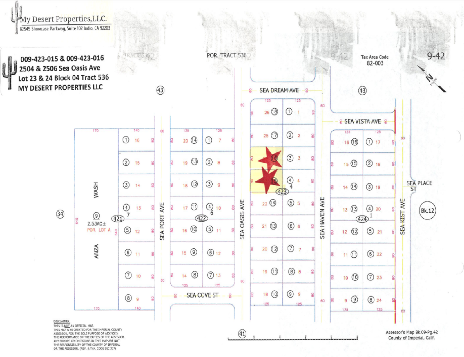 BEAUTIFUL COMBO LOT LOCATED A FEW BLOCK FROM ELEMENTARY SCHOOL!!  LOW MONTHLY PAYMENT OF $400.00  2504 & 2506 Sea Oasis Ave., Salton City, CA 92275 APN: 009-423-015-000 & 009-423-016-000 - Get Land Today
