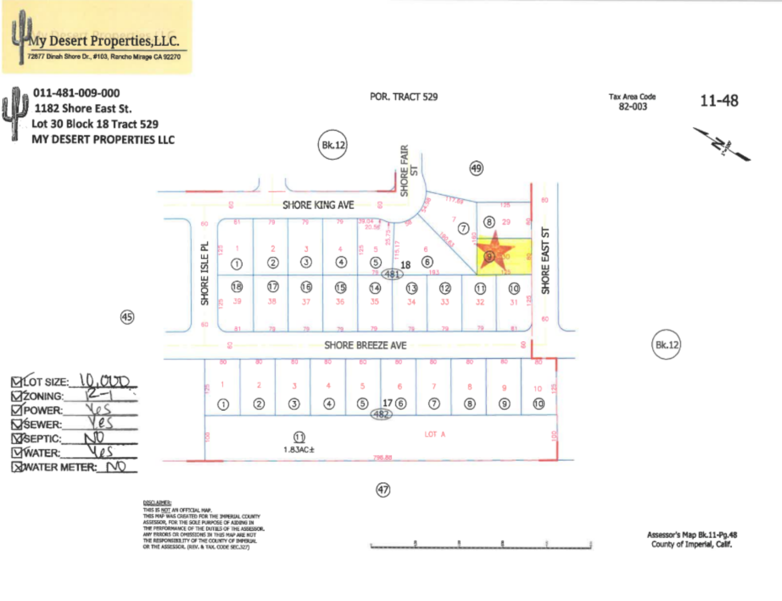 PERFECT RESIDENTIAL LOT LOCATED NEAR COMMERCIAL AREA!! LOW MONTHLY PAYMENTS OF  $ 225.00  1182 Shore E St., Salton City, CA 92274 APN: 011-481-009-000 - Get Land Today