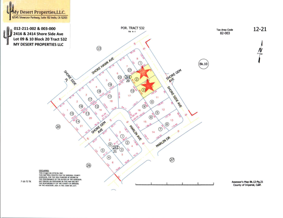 RESIDENTIAL LOT NEAR MAIN ROAD AND HIGH SCHOOL!! LOW MONTHLY PAYMENTS OF $400.00  2416 & 2414 Shore Side Ave., Salton City, CA 92275 APN: 012-211-002-000 & 012-211-003-000 - Get Land Today